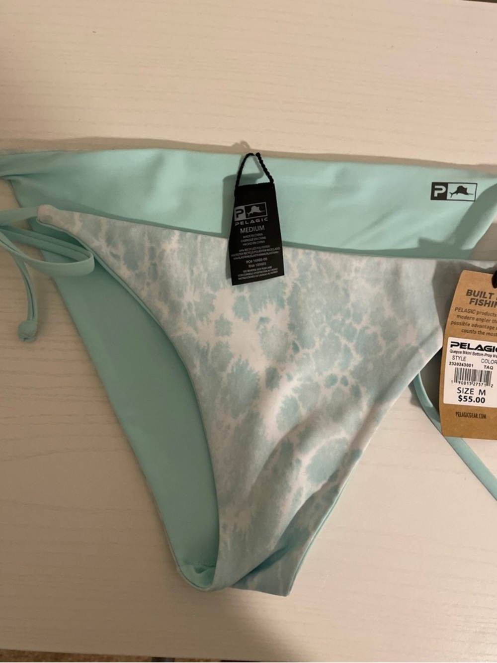 Pelagic tropical aqua Prop reversible Tie-Dye Bikini Bottoms- size med